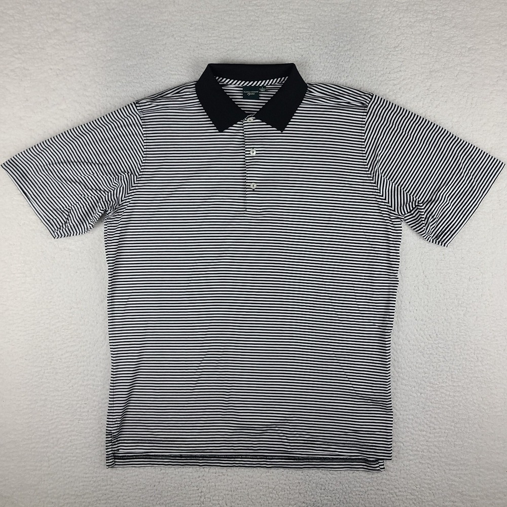 Fairway Greene Polo Shirt Mens Large Black White‎ Striped Performance Mercerized